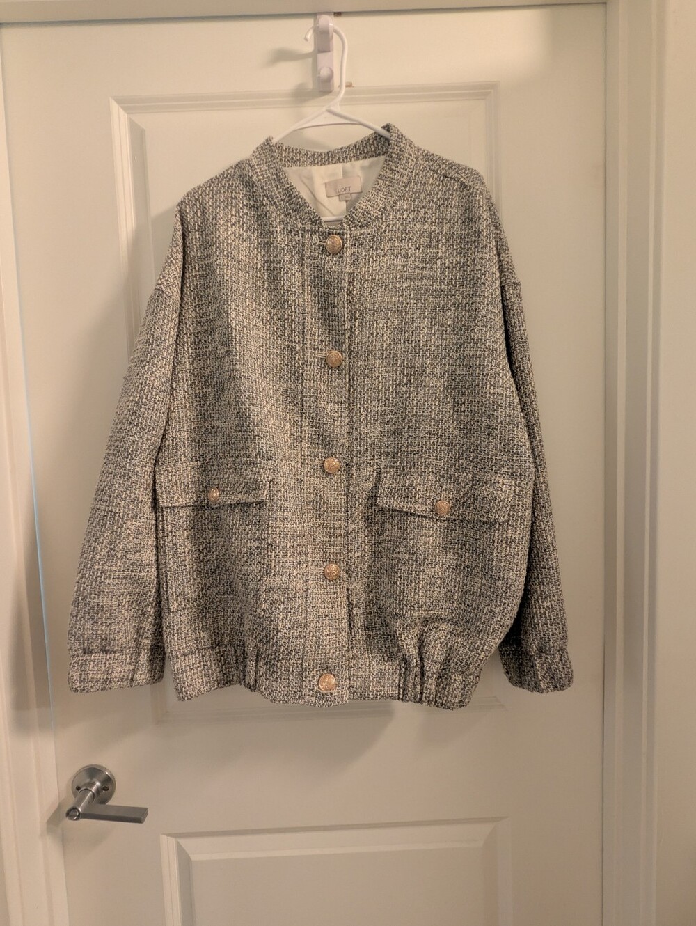 LOFT Tweed Oversized Bomber Jacket